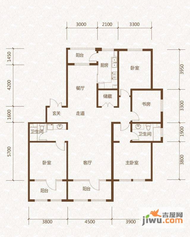 群力玫瑰湾4室2厅2卫119.2㎡户型图