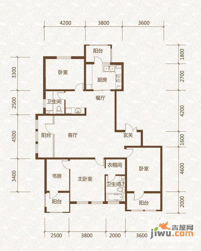 群力玫瑰湾4室2厅2卫119.2㎡户型图