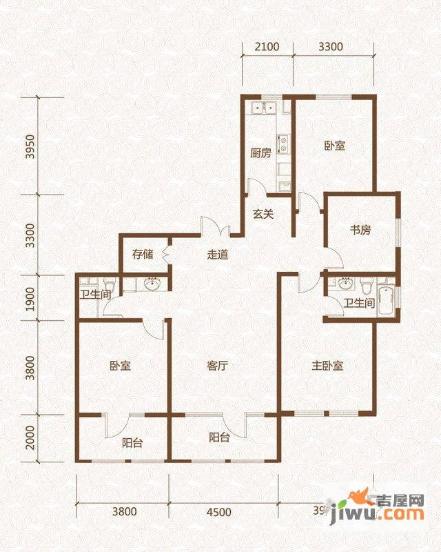 群力玫瑰湾4室2厅2卫119.2㎡户型图