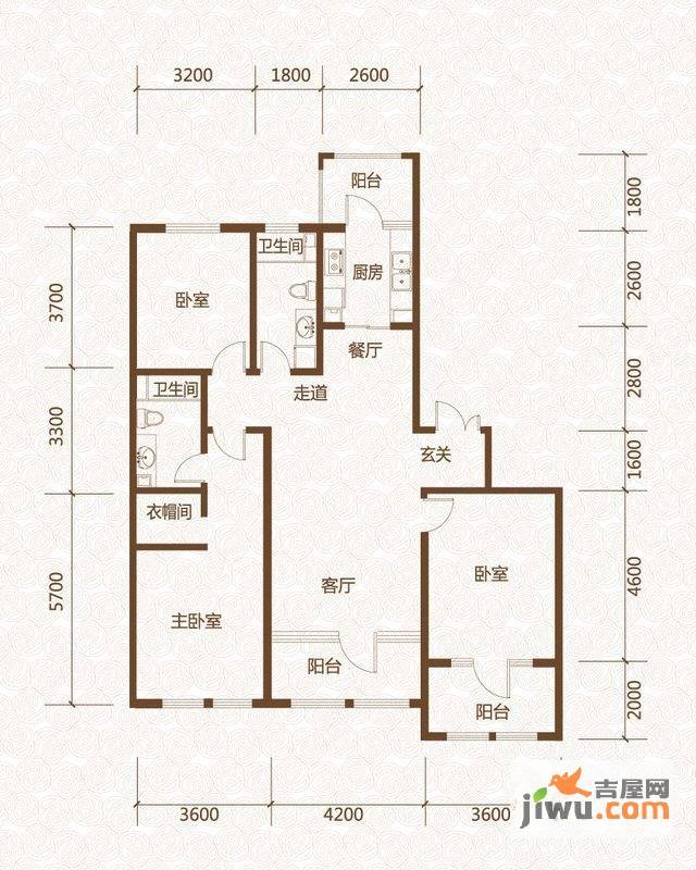 群力玫瑰湾3室2厅2卫97.1㎡户型图