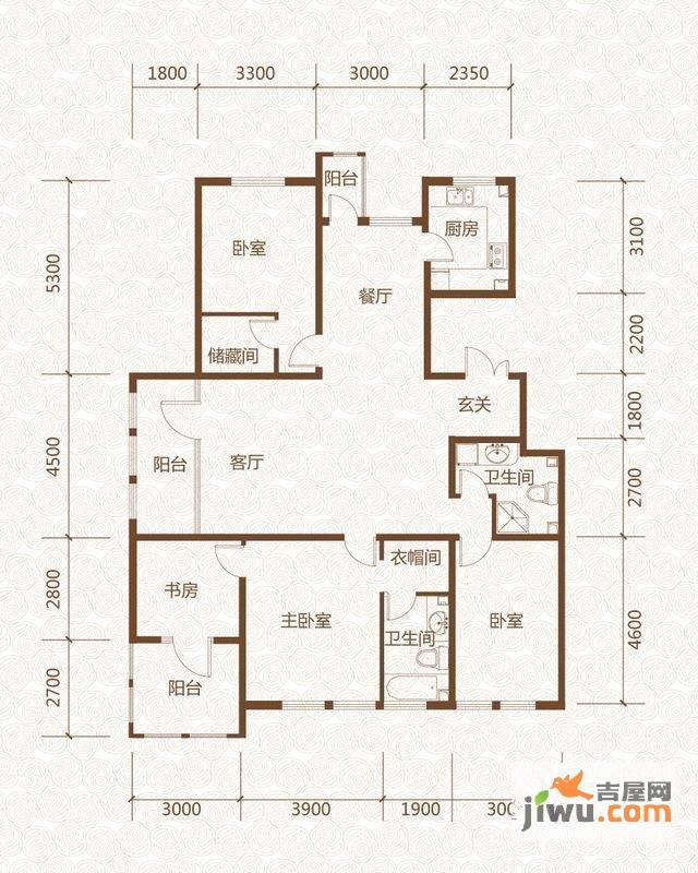 群力玫瑰湾4室2厅2卫115.6㎡户型图