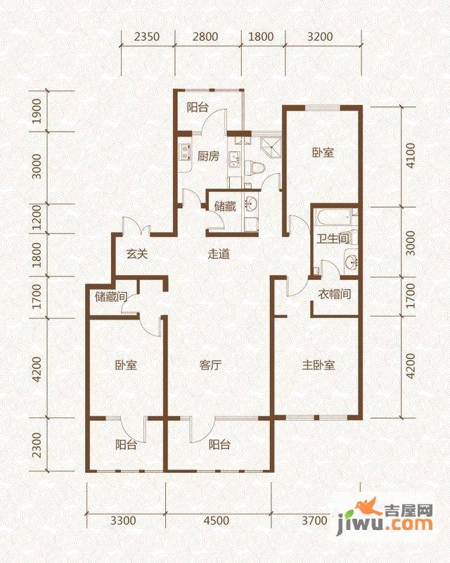 群力玫瑰湾3室2厅2卫108.7㎡户型图