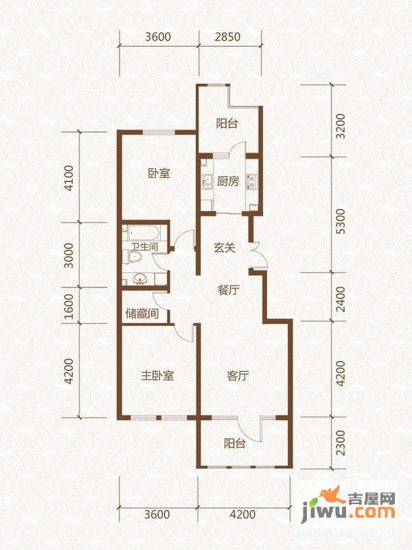 群力玫瑰湾2室2厅1卫76.7㎡户型图