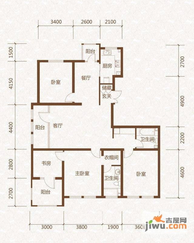 群力玫瑰湾4室2厅2卫110㎡户型图