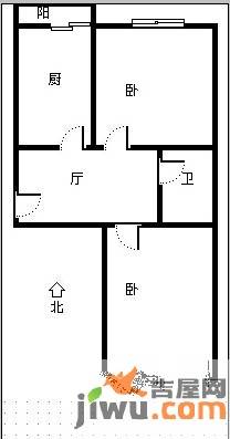 泰富长安城2室1厅1卫120㎡户型图