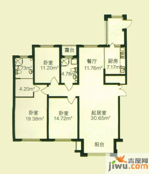 海富第五大道3室2厅2卫109.5㎡户型图