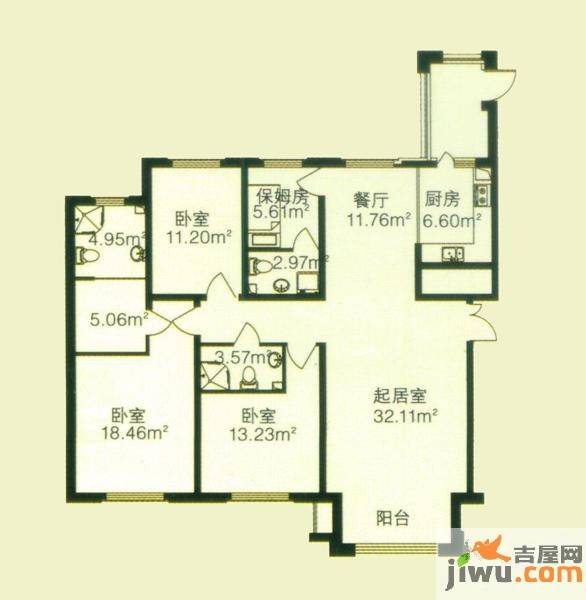 海富第五大道4室2厅3卫143.6㎡户型图