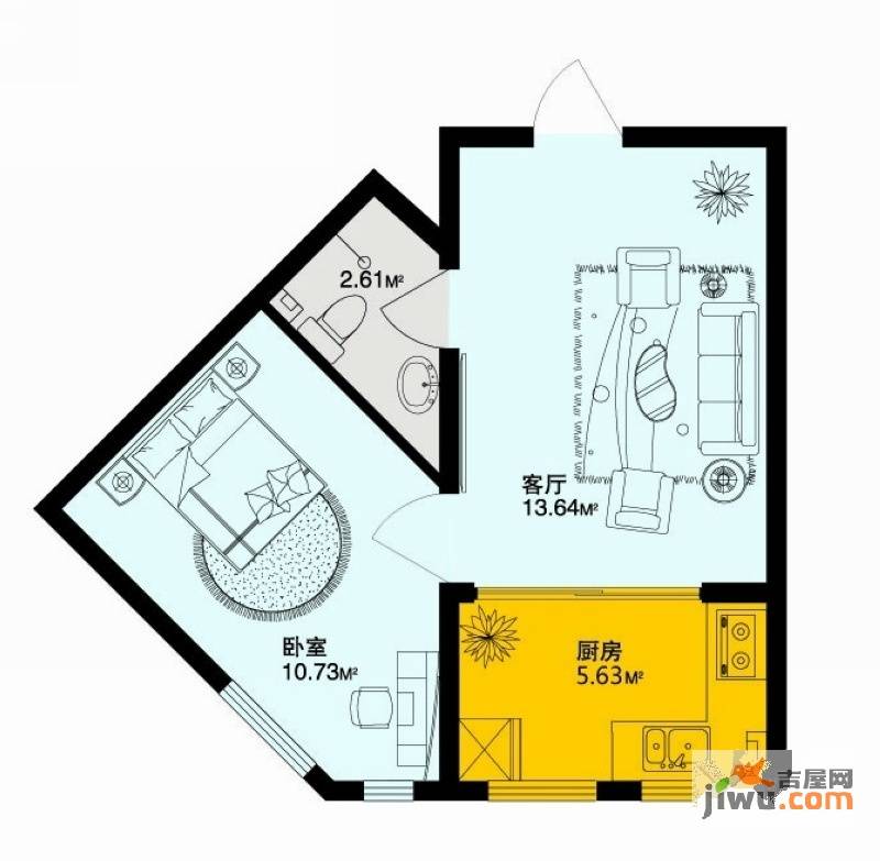 深蓝杰座6室1厅1卫32.8㎡户型图