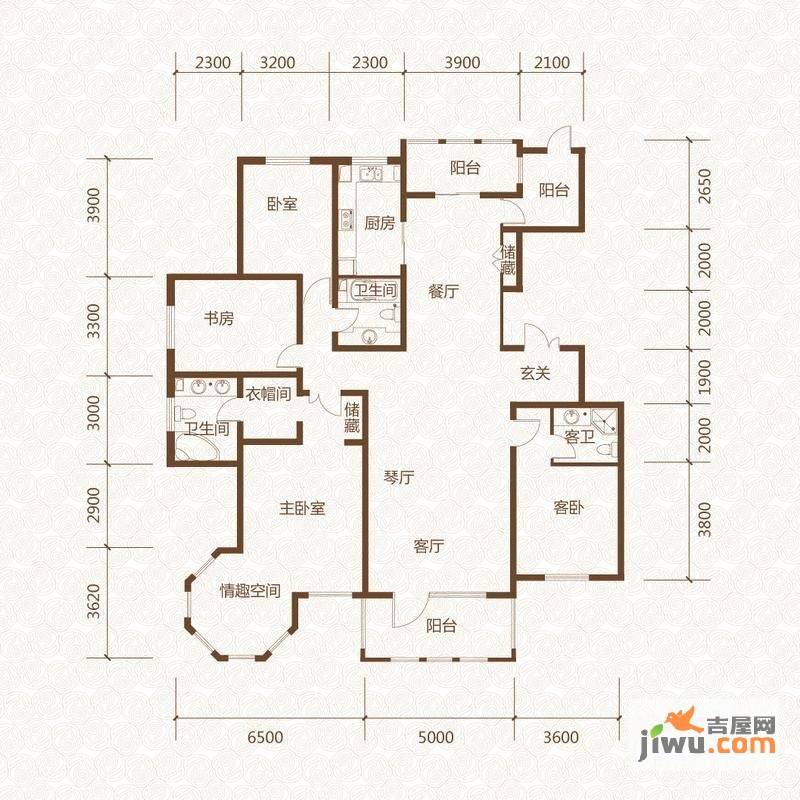 群力玫瑰湾4室2厅3卫160㎡户型图