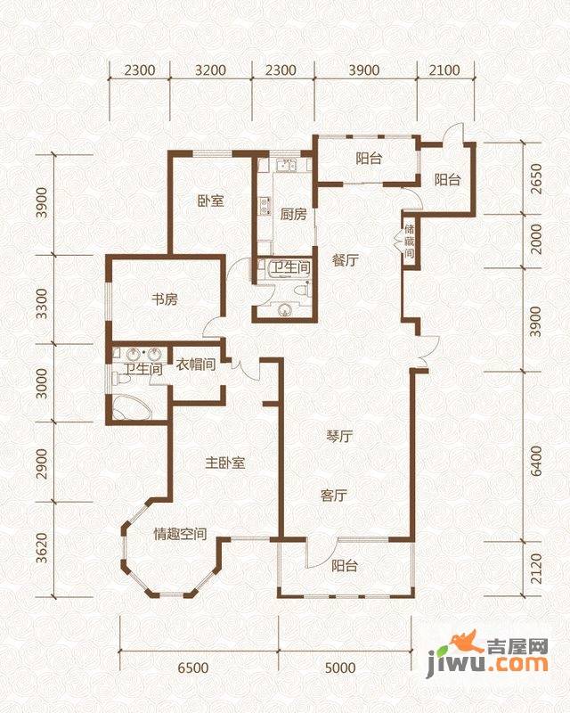 群力玫瑰湾3室2厅2卫141.6㎡户型图