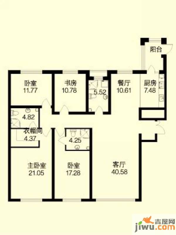 海富第五大道4室2厅3卫138.5㎡户型图