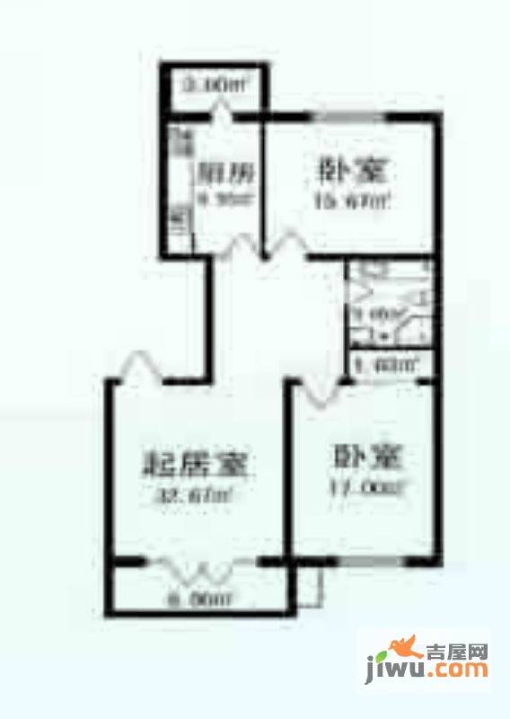 滨江逸品2室1厅1卫52.5㎡户型图