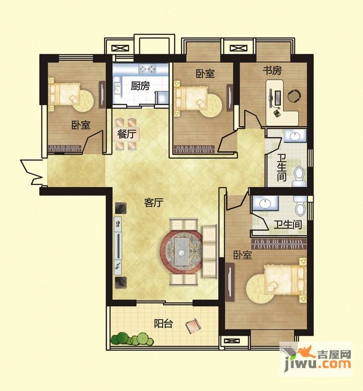 升龙凤凰城4室2厅2卫142.1㎡户型图