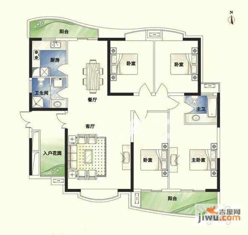 曼哈顿广场4室2厅2卫170㎡户型图