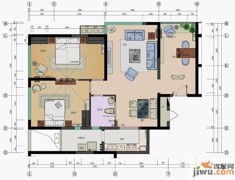 圣菲城四期银堤漫步3室2厅1卫户型图