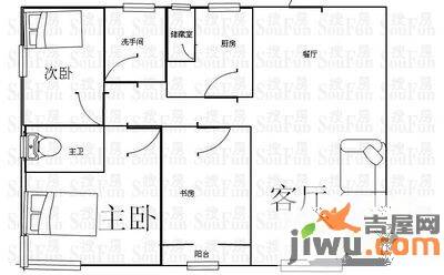 圣菲城四期银堤漫步3室2厅2卫132㎡户型图