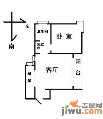 圣菲城四期银堤漫步1室1厅1卫60㎡户型图