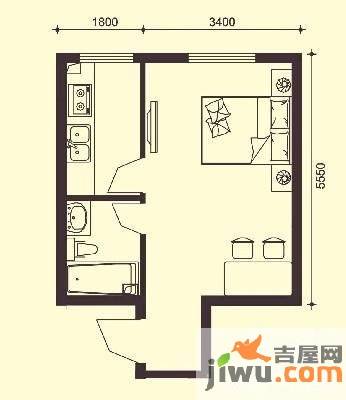 圣菲城四期银堤漫步1室1厅1卫60㎡户型图