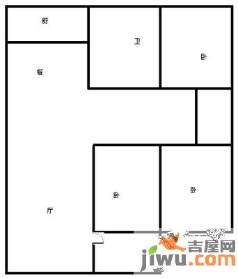 圣菲城四期银堤漫步3室2厅1卫123㎡户型图