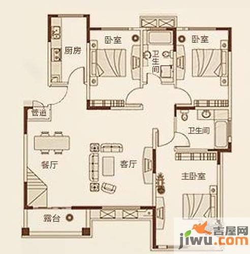 鑫苑景园3室2厅2卫139.4㎡户型图