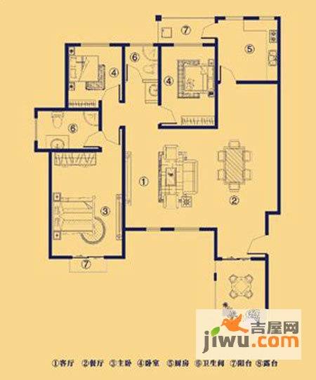 原阳上宅公园世纪3室2厅2卫130㎡户型图