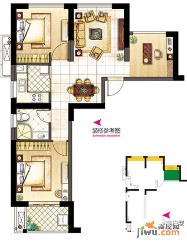 融侨宜家3室2厅1卫74㎡户型图