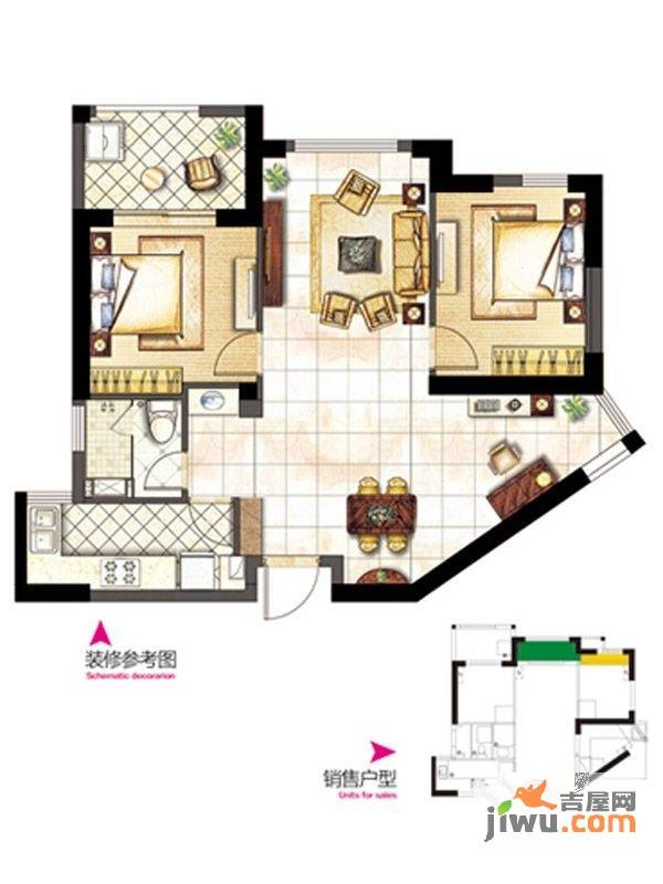 融侨宜家2室2厅1卫82㎡户型图