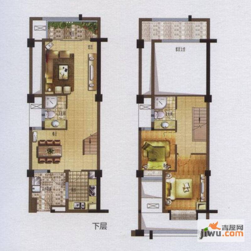 世欧上江城2室2厅2卫98㎡户型图