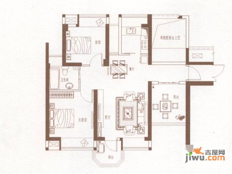 正荣润城2室2厅1卫85㎡户型图