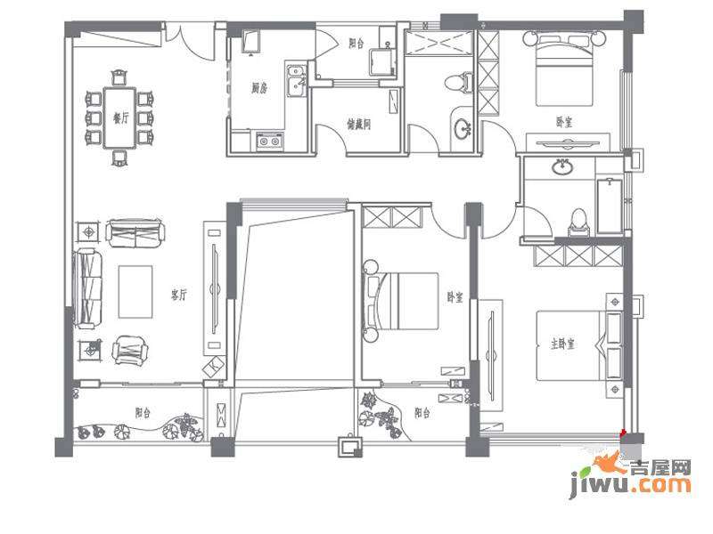 世欧上江城3室2厅2卫151㎡户型图