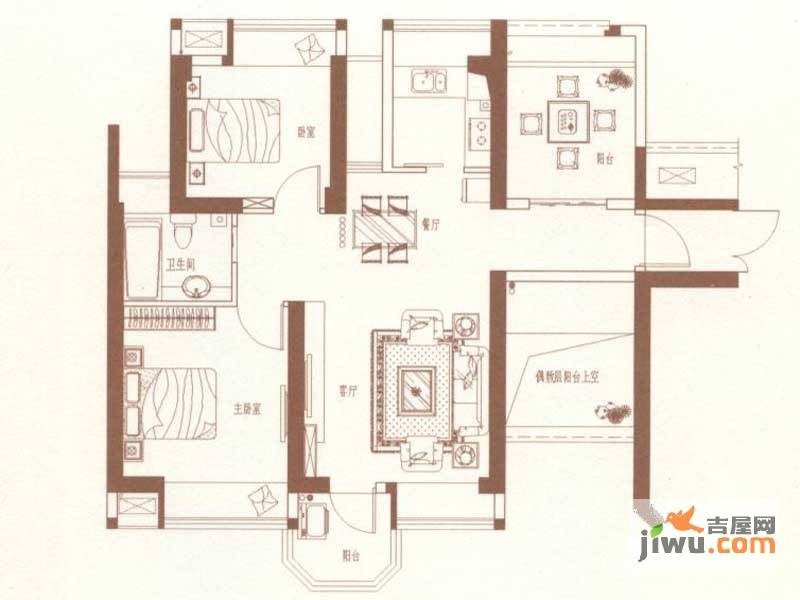 正荣润城2室2厅1卫85㎡户型图