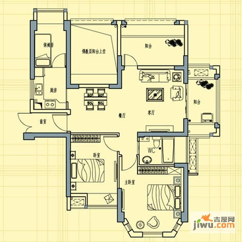 正荣润城2室2厅1卫90㎡户型图