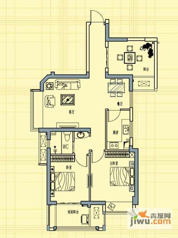 正荣润城2室2厅1卫93㎡户型图