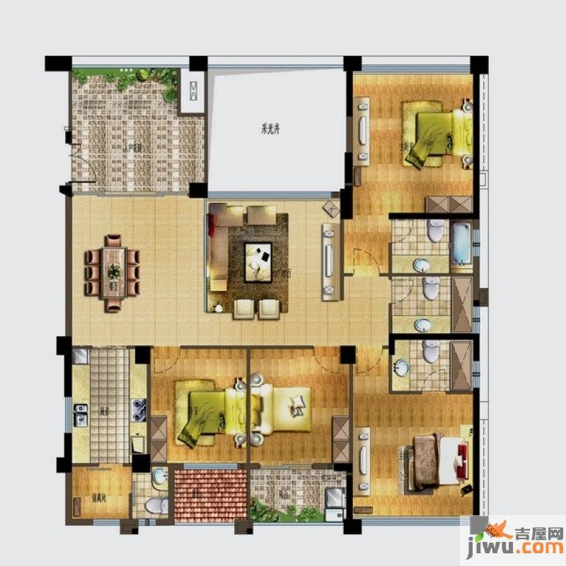 世欧上江城4室2厅4卫194㎡户型图