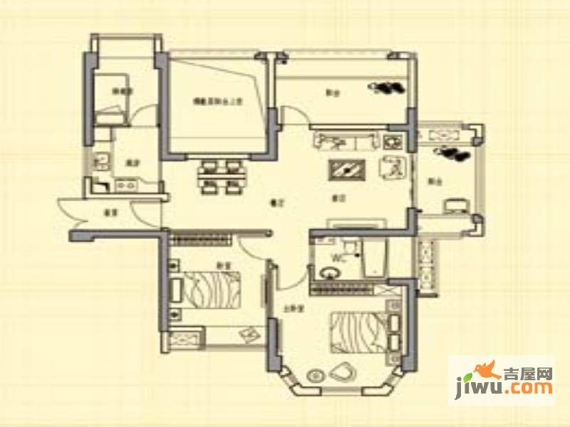 正荣润城2室2厅1卫90㎡户型图