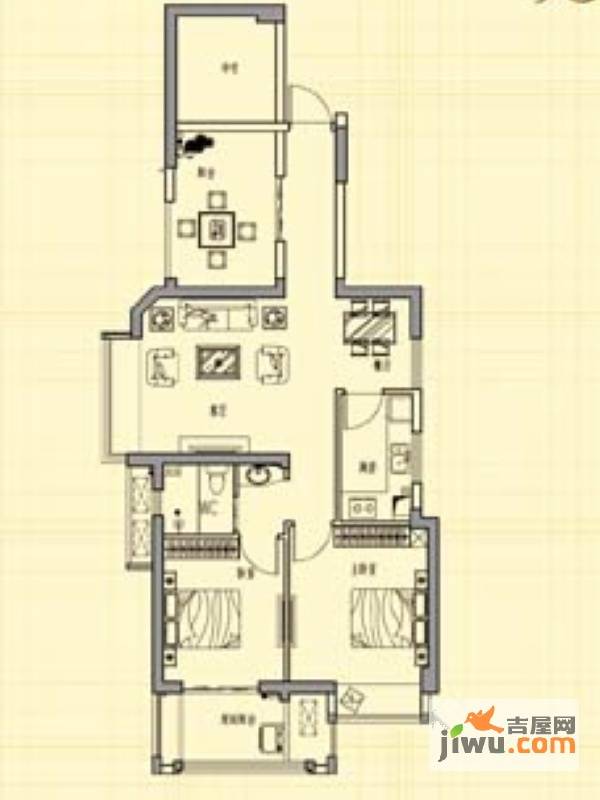 正荣润城2室2厅1卫93㎡户型图