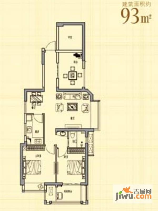 正荣润城2室2厅1卫93㎡户型图