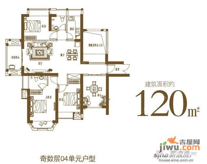 正荣润城3室2厅2卫120㎡户型图