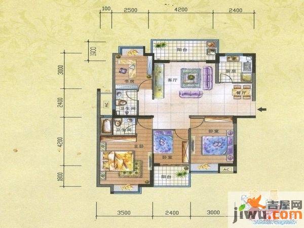 福晟钱隆御景3室2厅2卫133㎡户型图