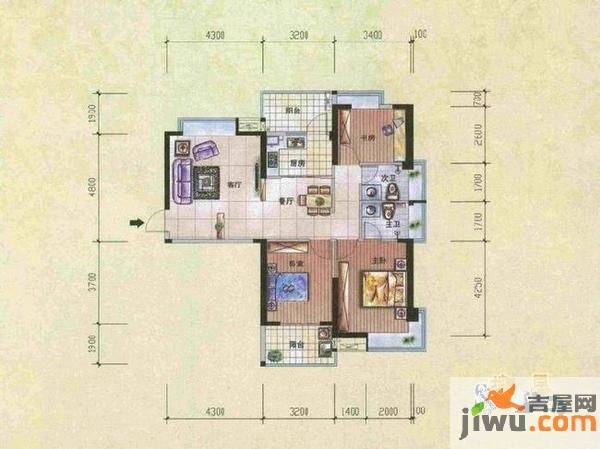 福晟钱隆御景3室2厅2卫133㎡户型图