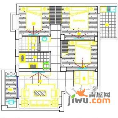 红星苑3室2厅1卫109㎡户型图