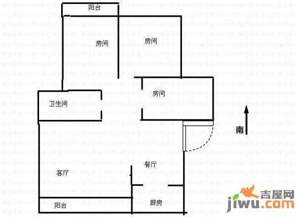 红星苑3室2厅1卫109㎡户型图