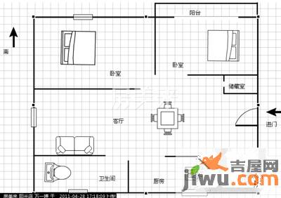 红星苑3室2厅2卫115㎡户型图