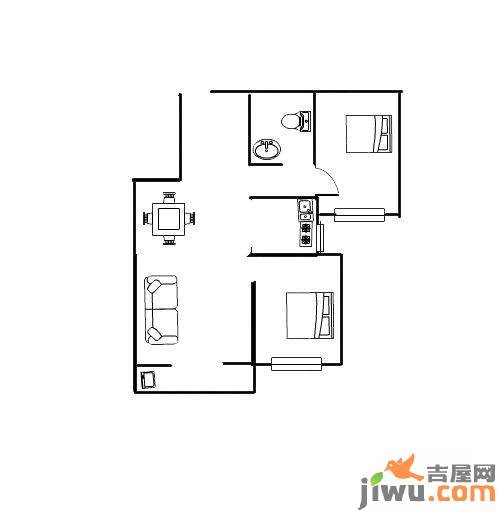 福湾新城2室2厅1卫83㎡户型图