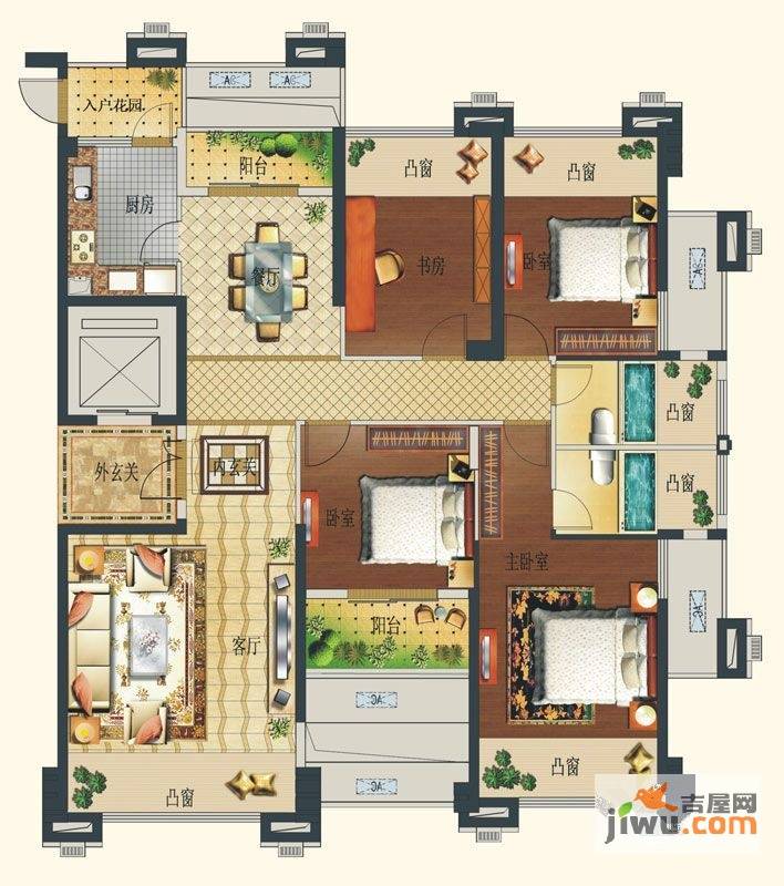 永荣城市广场4室2厅2卫160㎡户型图