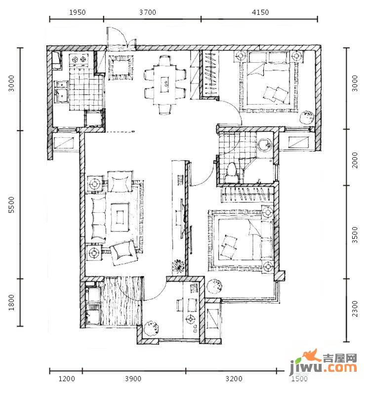 联发臻品3室2厅1卫87.6㎡户型图