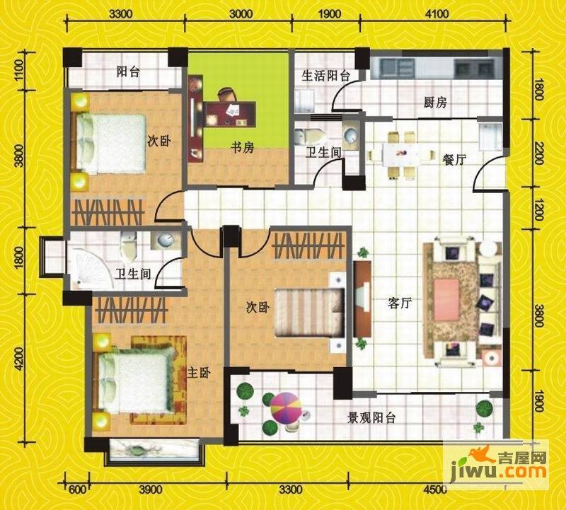 八桂凤凰城4室2厅2卫139.6㎡户型图