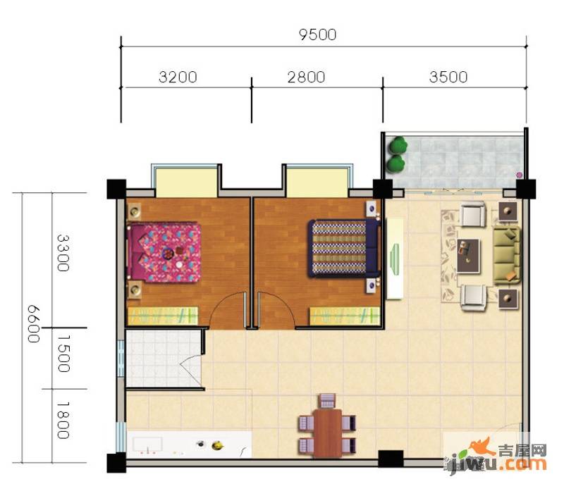 香堤雅院普通住宅74.3㎡户型图