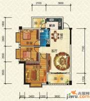 振宁现代鲁班3室2厅1卫90㎡户型图