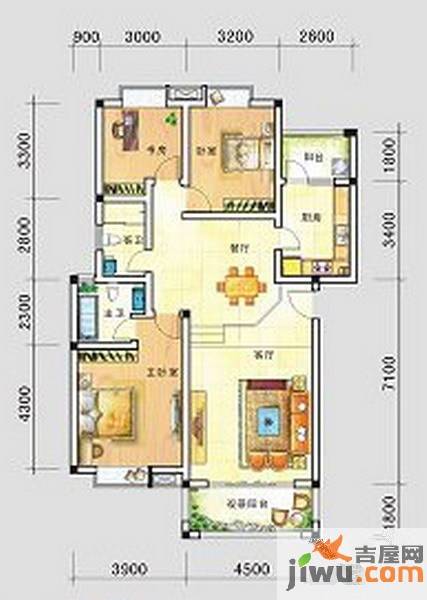 南宁奥园3室2厅2卫123.2㎡户型图